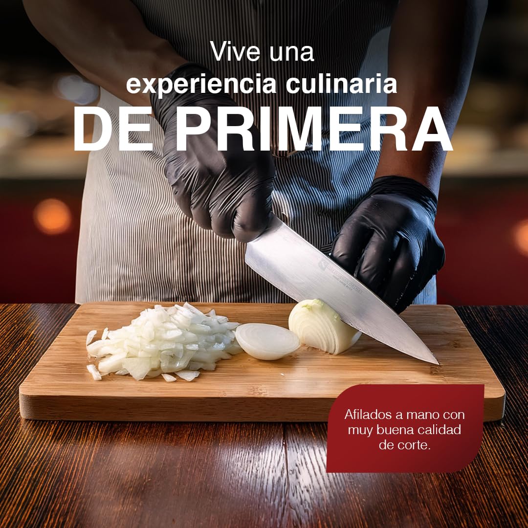 Cuchillo Cebollero Profesional 25cm Simón Gourmet Classic - Fabricado en España, Hoja Enteriza de Acero Troquelado para Verduras, Carnes y Pescados