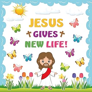 Whaline 70Pcs Easter Bulletin Board Decoration Religious Jesus Gives New Life Butterfly Flower Cutouts Board Border Spring Easter Classroom Decor for School Home Wall Decoration - Buy now