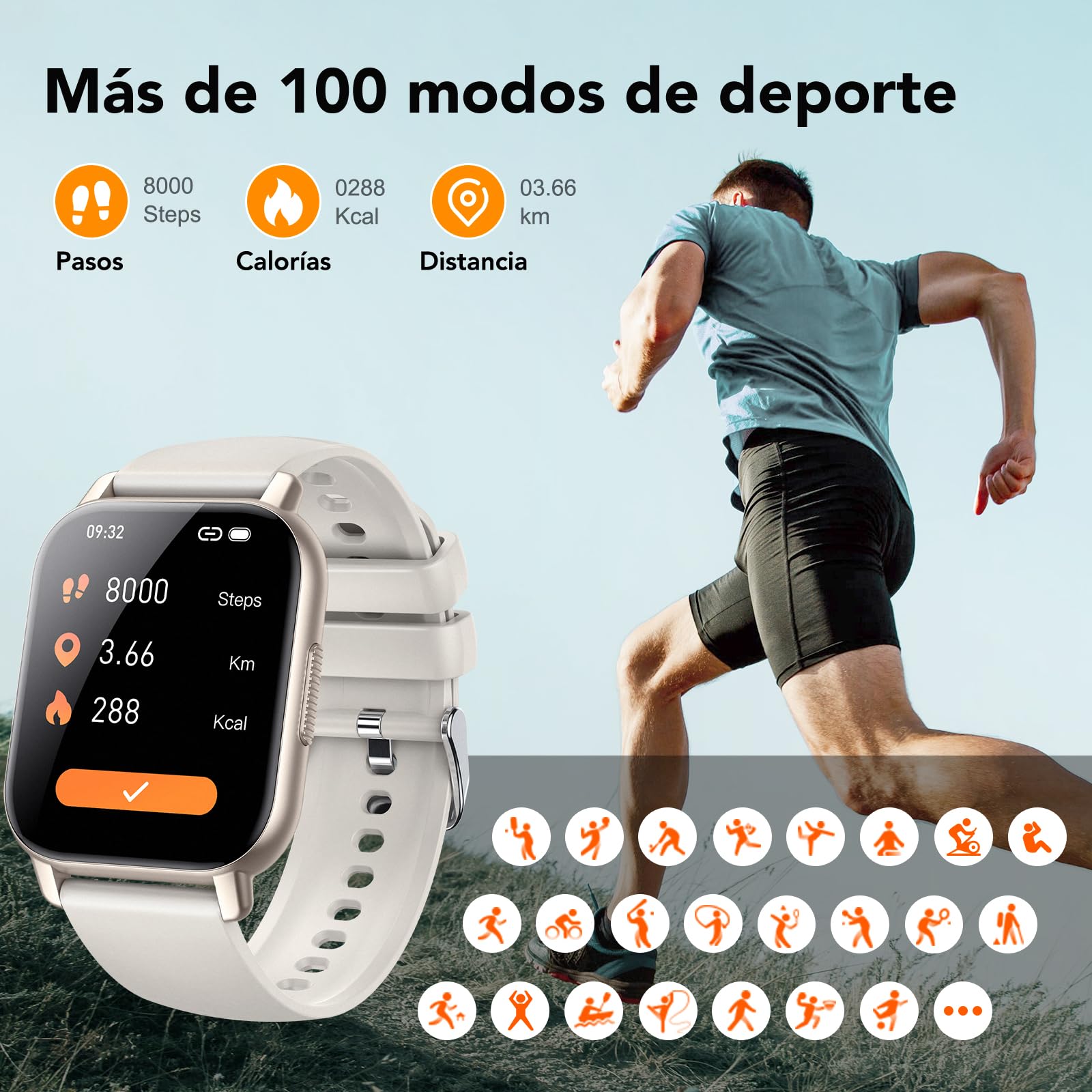 Smartwatch Uomo Donna, 1.85" Orologio Smartwatch con Risposta/Rifiuto Chiamate, 112 modalità Sportive Smart Watch con Monitoraggio del Sonno/Contapassi/SpO2 per IOS/Android, Impermeabile IP68, Bianco