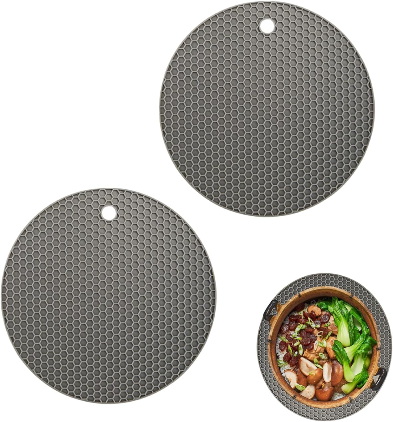 Pack of 2 Silicone Air Fryer Trivets Protect Against Hot Pans, Heat