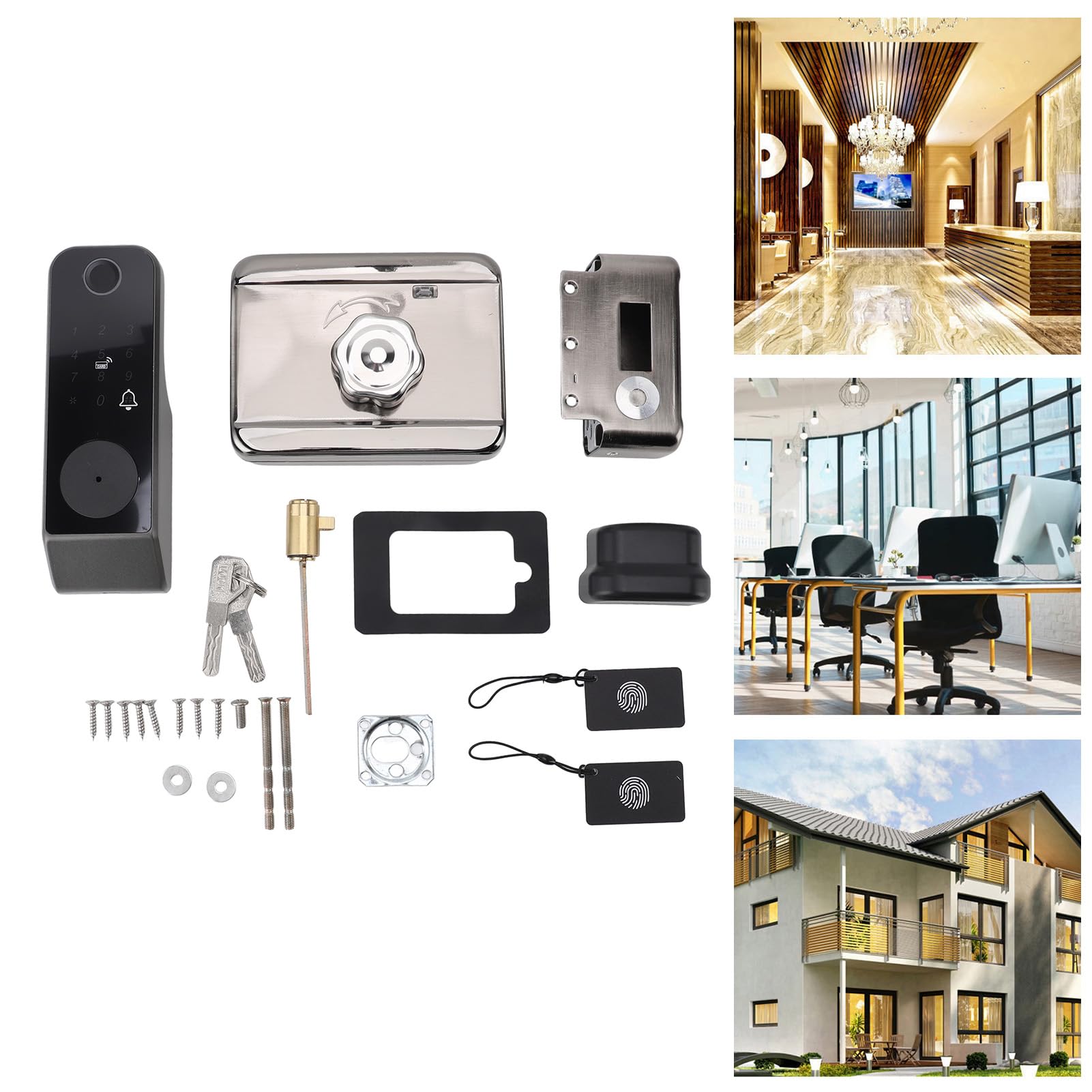 Haofy Cerradura Puerta Inteligente con Huella Digital y Tarjeta Contrase?a Seguridad IP66 para Exterior Interior Control Móvil para Hogar Oficina Familiar Acceso Sin Llave