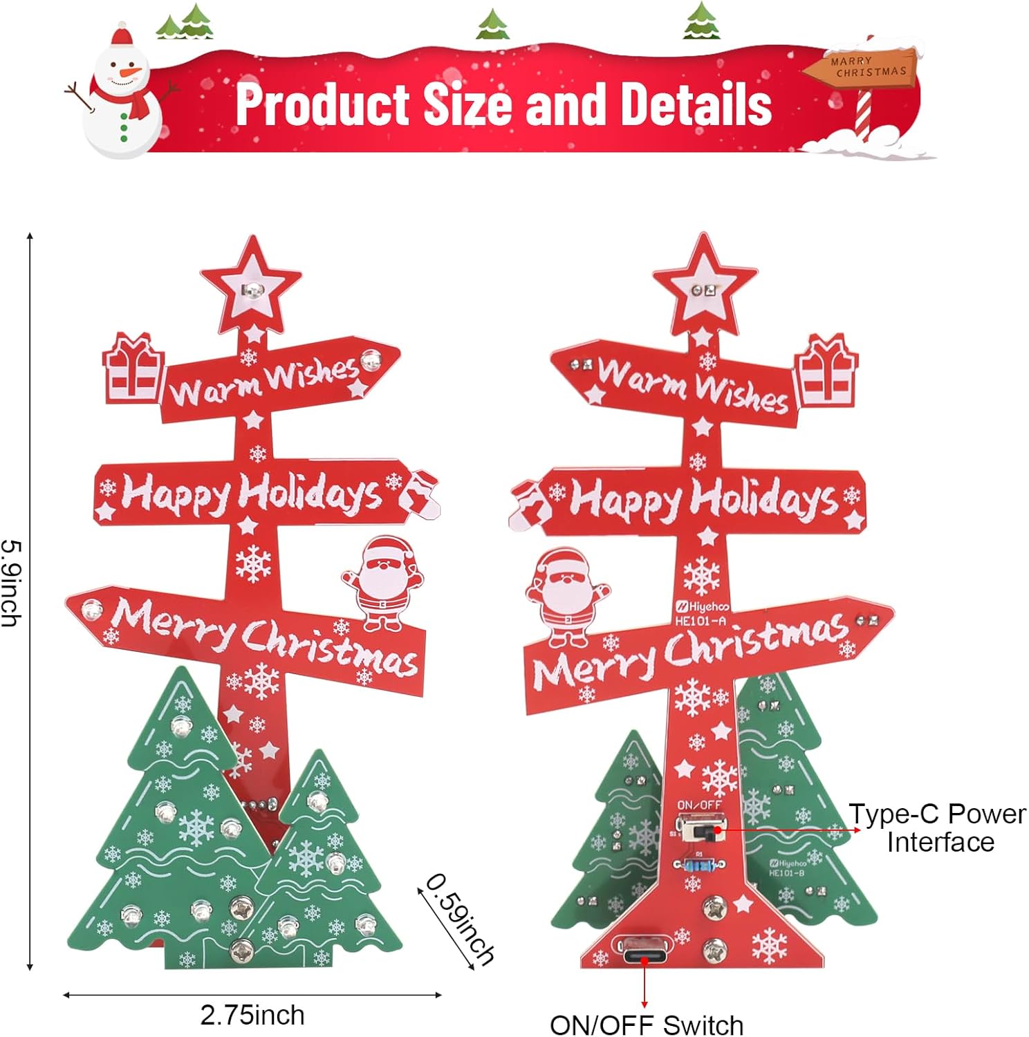 MIOYOOW Christmas Table Sign Soldering Kit, DIY LED Merry Christmas Tree Sign Solder Practice Kit with Colorful Lights, Electronic Soldering Projects for Xmas Decoration and Present