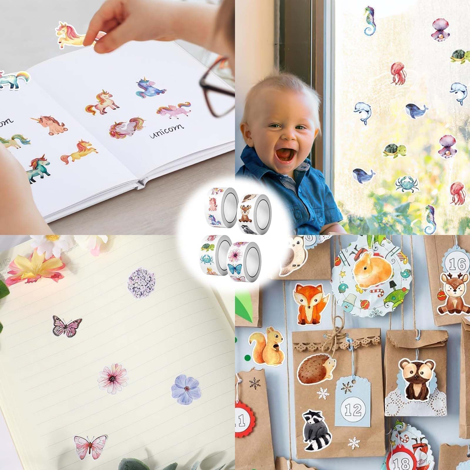 Giraffe raamsticker, Goedemorgen waterdichte dieren muursticker - dubbelzijdige grappige giraffe raamdecoratie, realistisch dier autoraamsticker met vlinder voor raam