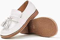 Vista 5 de Coutgo Mocasines para niñas, uniforme escolar, zapatos de vestir, con borlas, zapatos planos para caminar
