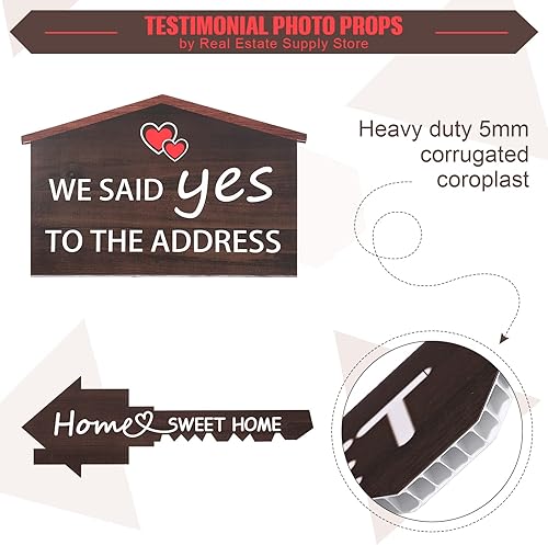 Miniatura 3 de Letrero con forma de casa de llave de 16.7 pulgadas para redes sociales, suministros de agente de doble cara, suministros y letreros para fotos con