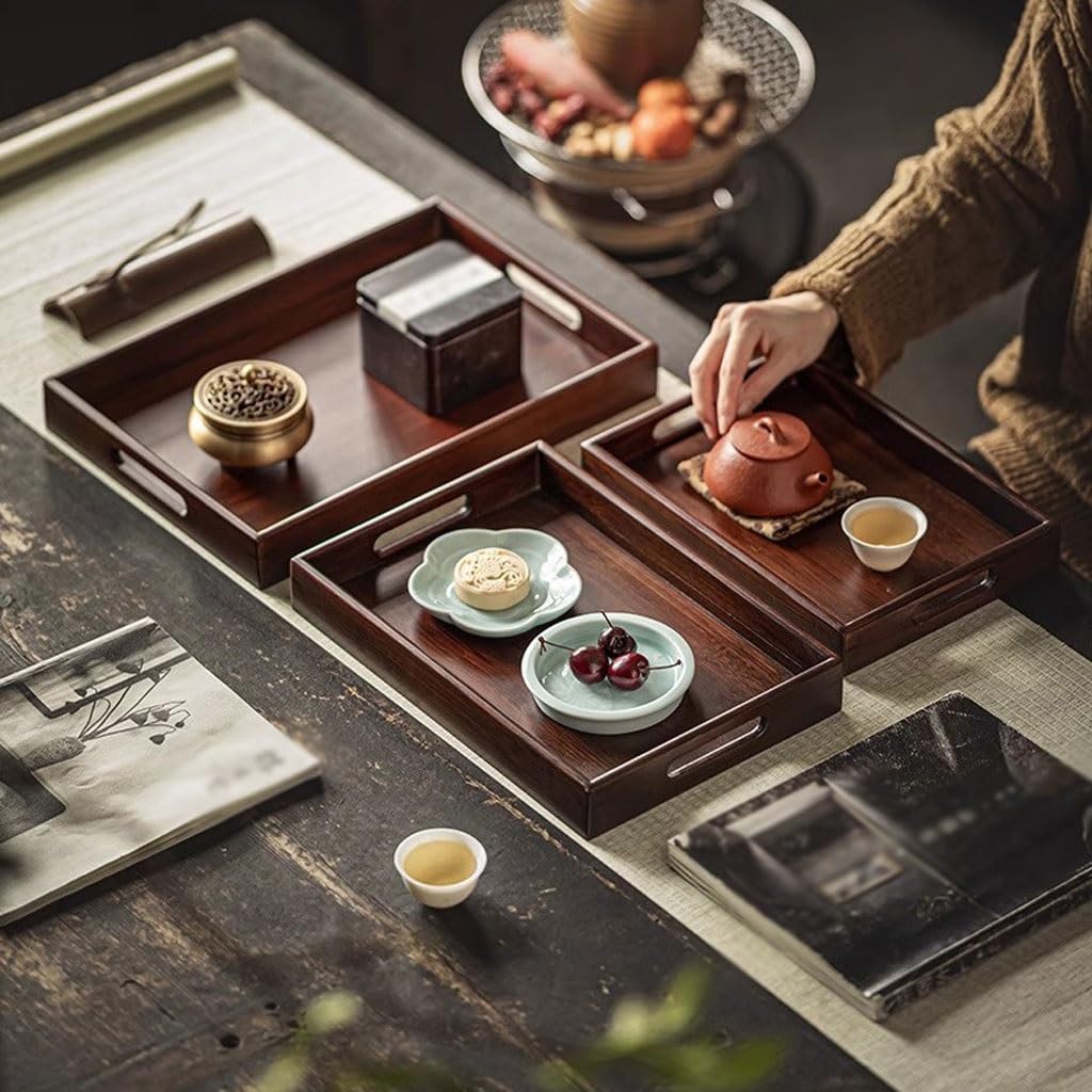 Bandejas Servir Comida Bandeja de té Almacenamiento Taza Rectangular for el hogar Comida Servicio Restaurante cafetería Mesa Cama | C