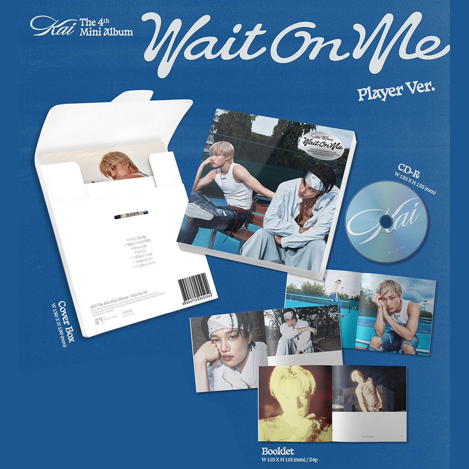 KAI - The 4th Mini Album [Wait On Me] (Player Ver.) Cover Box R let + Photocard + Image Card + 2 Extra Photocards