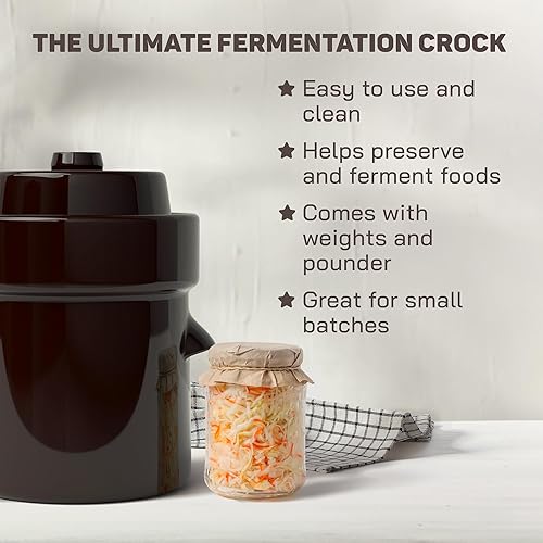 Miniatura 2 de Fermentation Crock - Crock - Crock de chucrut con tapa, pesas y libras - Kit de fermentación de cerámica para decapado de repollo y verduras Kimchi