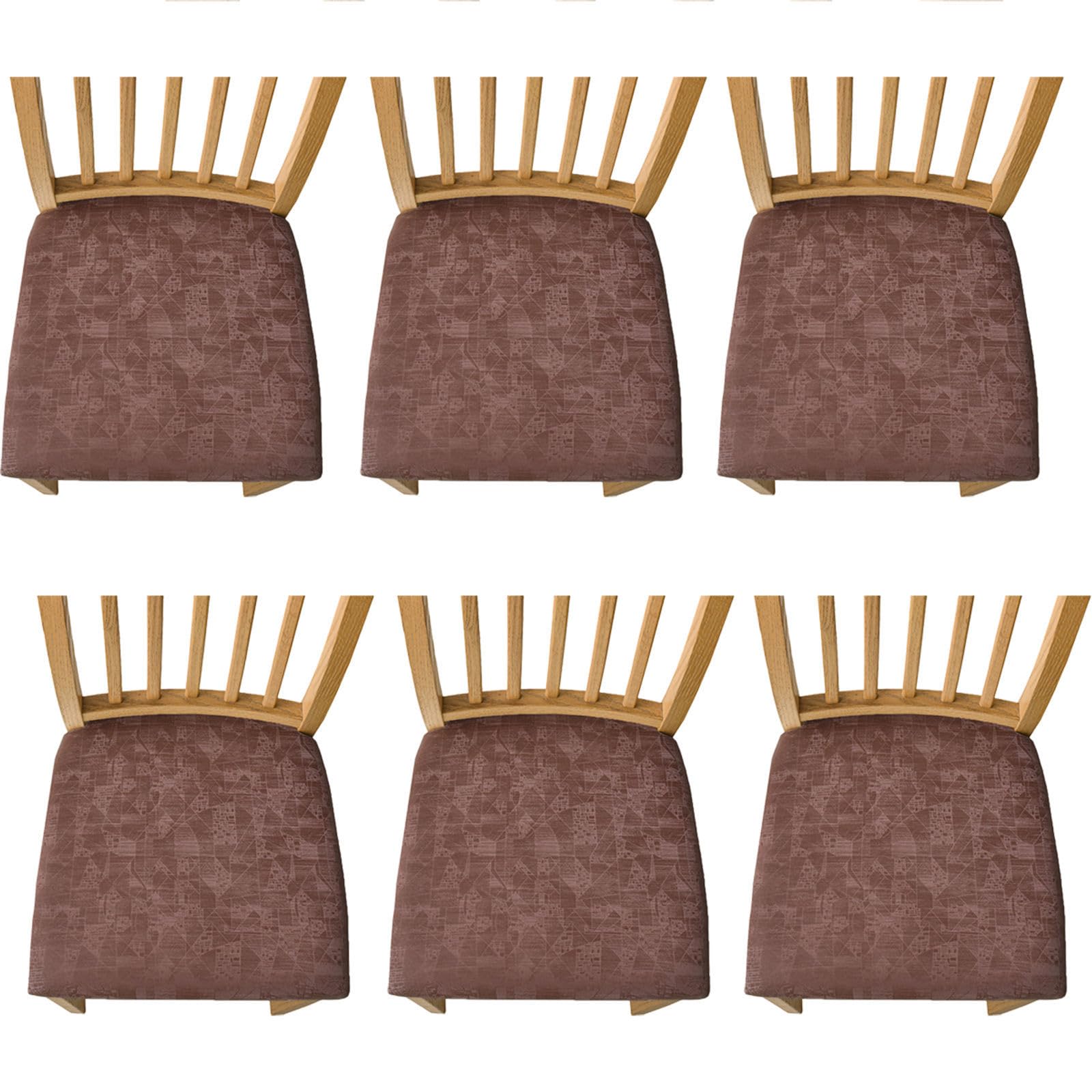 Fundas Sillas de Comedor Estampada, Marrón, Pack de 6