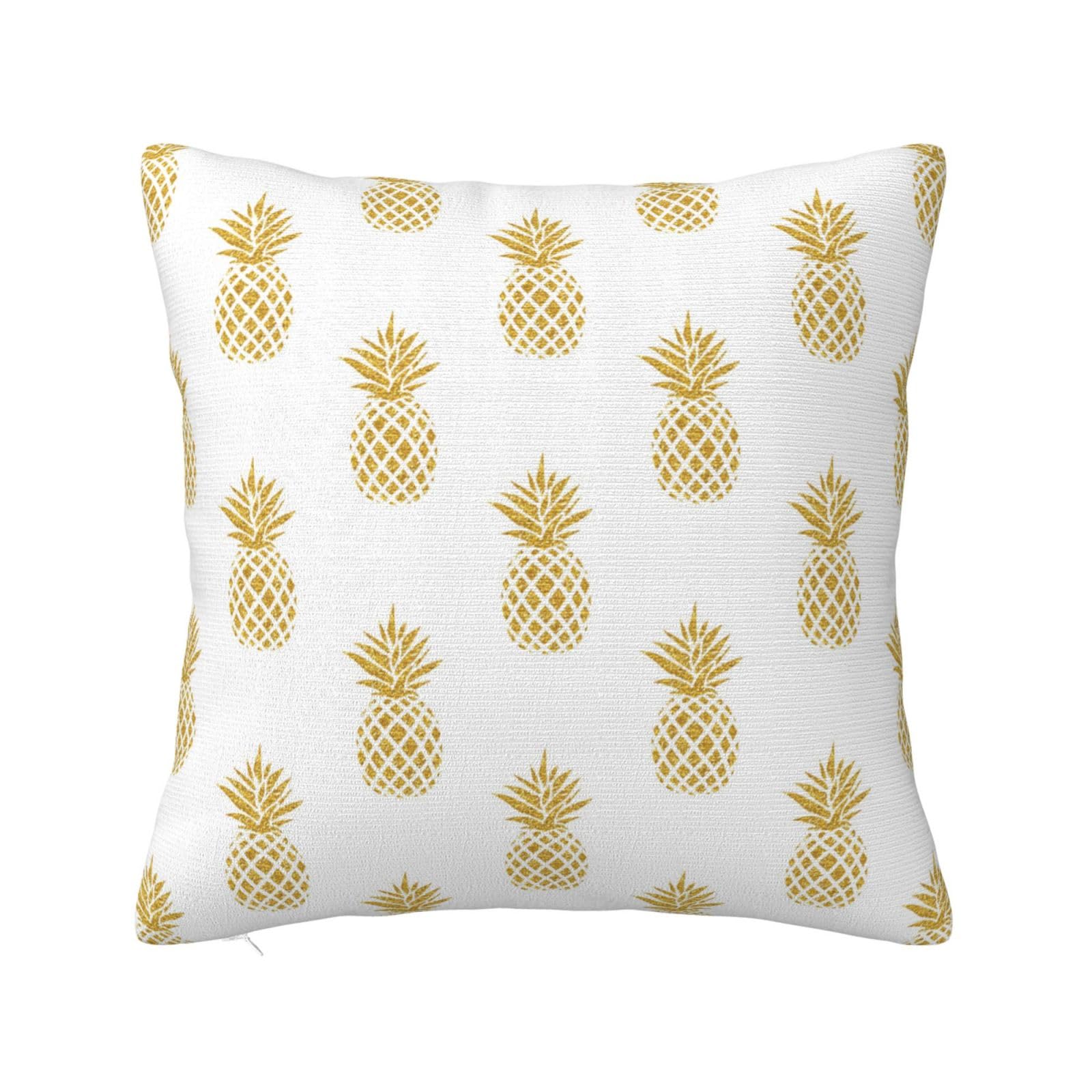 Gold Pineapple Background Print Cushion Covers,Square Pillow Case Home Decorative For Men/Women Living Room Bedroom Sofa Chair 20"X20"