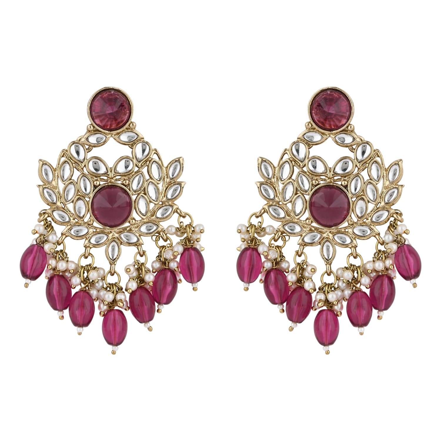 I Jewels Gold Plated Traditional Kundan Pearl Chandbali Earrings For Women/Girls (E3155) (Wine) (B0D96D45JP) Amazon Price History, Amazon Price Tracker
