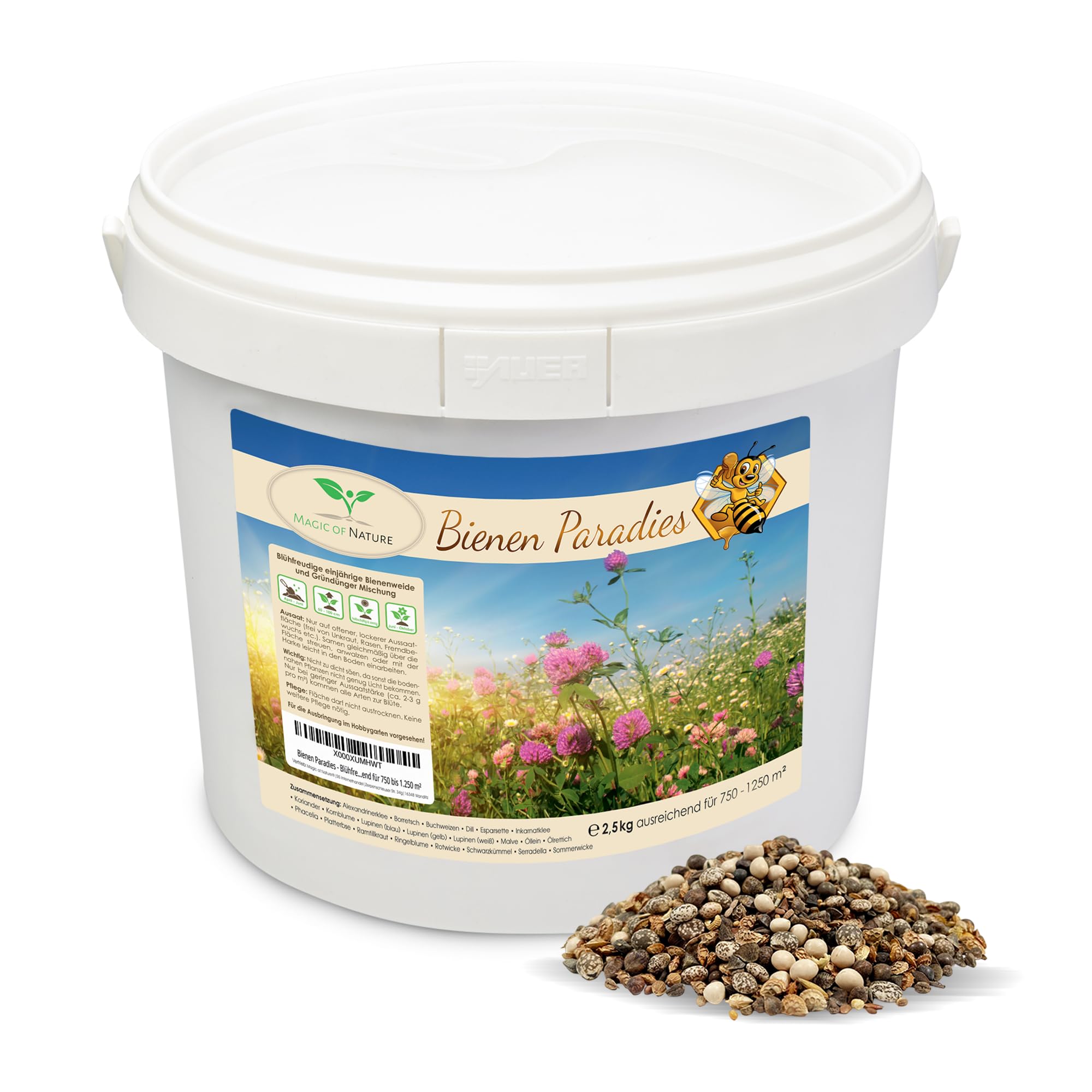Magic of Nature 2,5kg Mieszanka Nasion Kwiatów - Raj dla Pszczół - Łąka Kwietna Miododajna - Ponad 20 Odmian na Powierzchnię 750-1250 m²