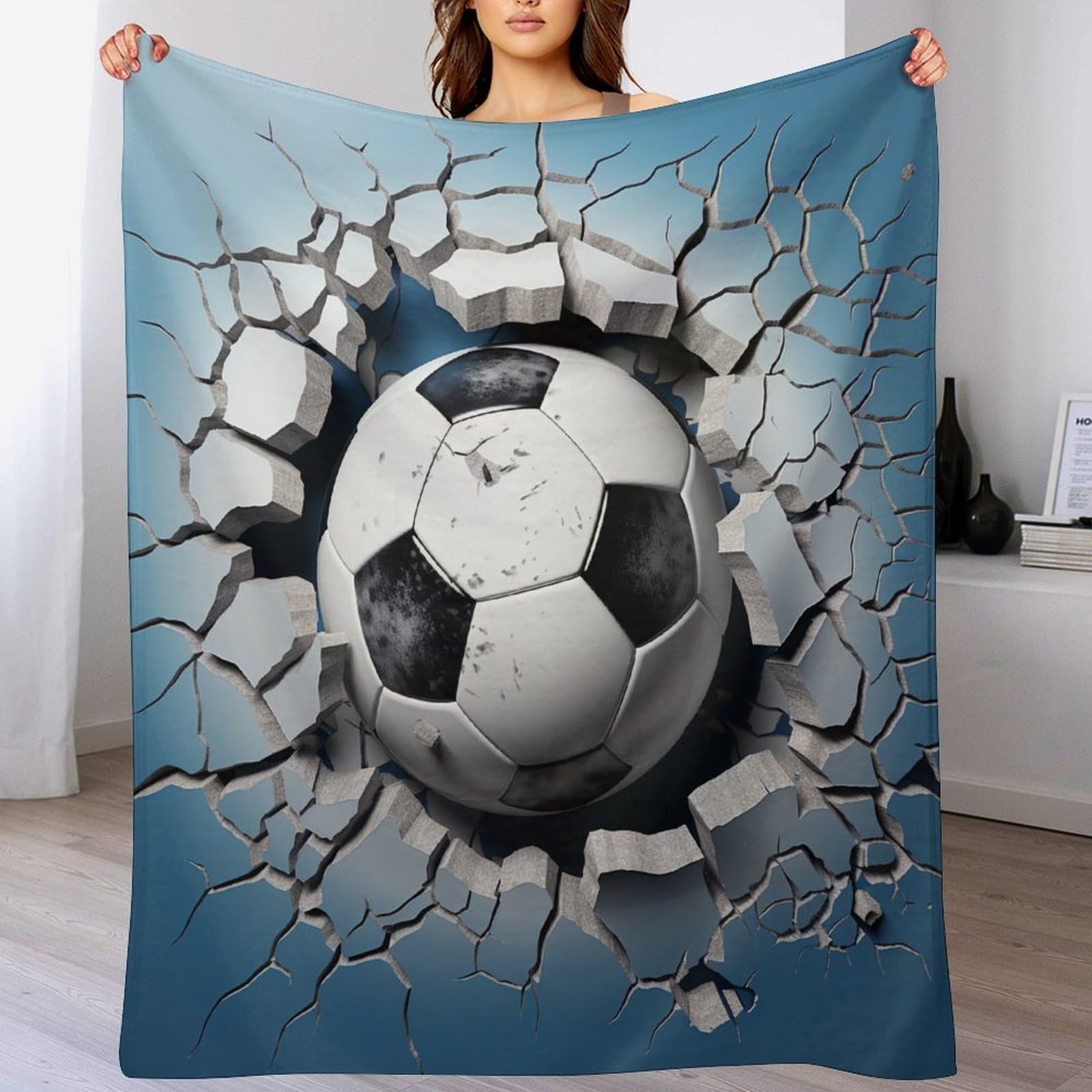 Couverture Polaire Football Durable et Chaude en Flanelle Épaisse Facile à Entretenir