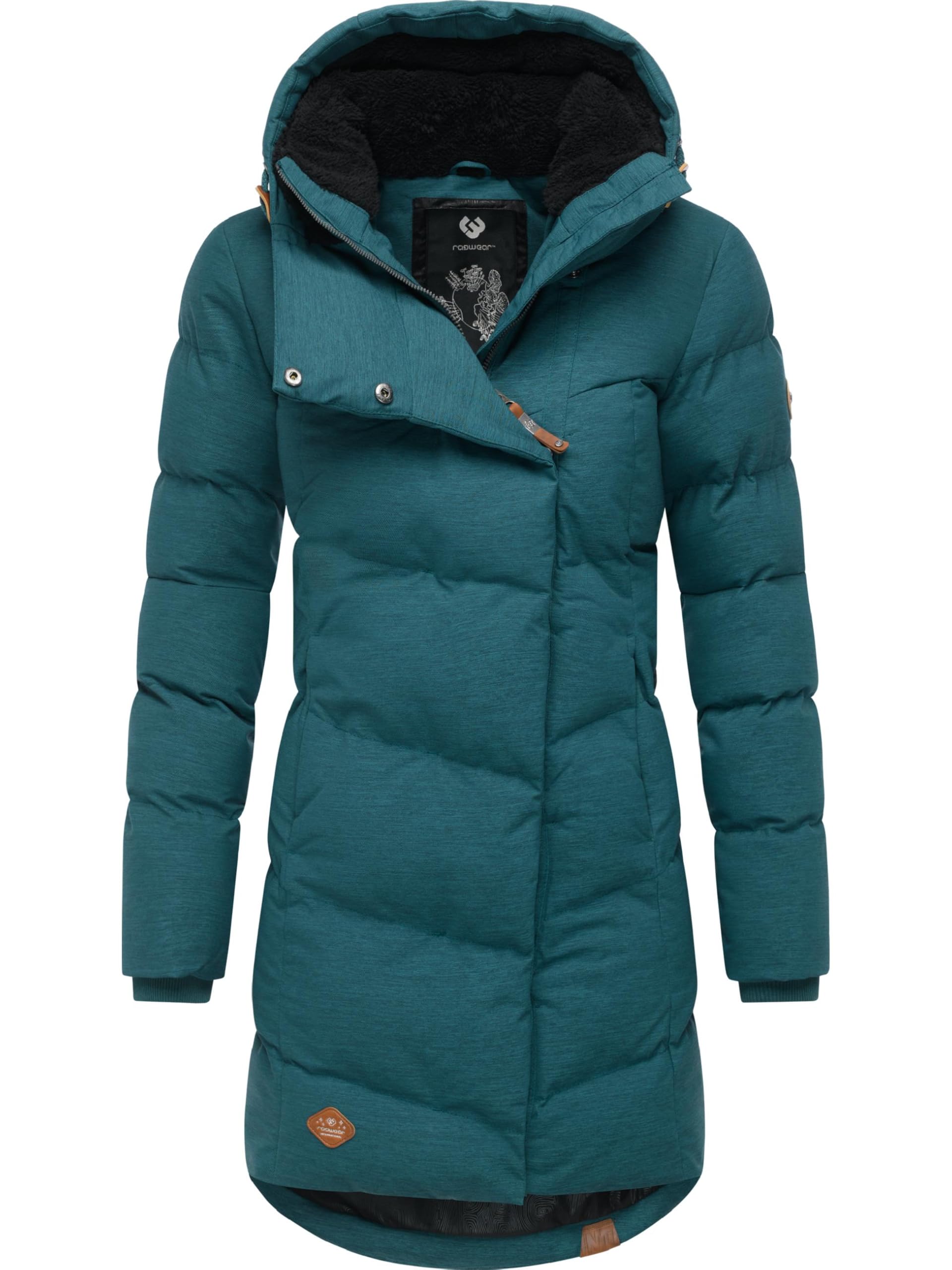 Ragwear Women's Pine Green25 Pavla Intl Waterproof Winter Coat, Warm Quilted Coat, Long, With Hood, Xs-6Xl, L