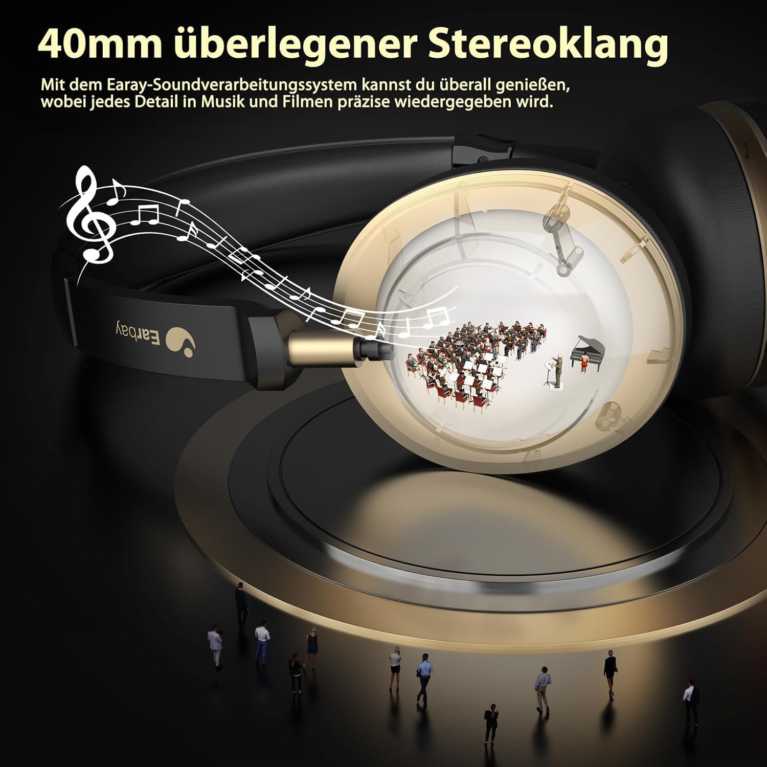 Earbay Headset mit Mikrofon Bluetooth, Headset kabellos KI-Geräuschunterdrückung & USB-Dongle, Bluetooth Headset mit Mikrofon Stummschaltung & Ladestation für PC/Meeting/Call Center/Home/Office