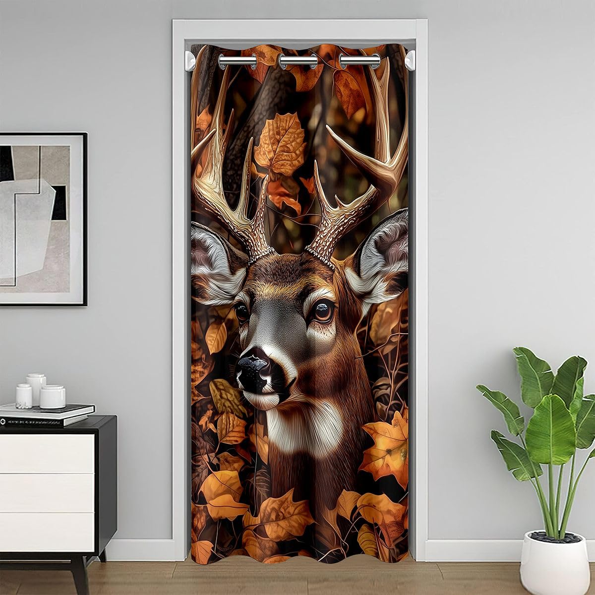Rideau occultant camouflage 132x213 isolant thermique pour déco style chasse et pêche