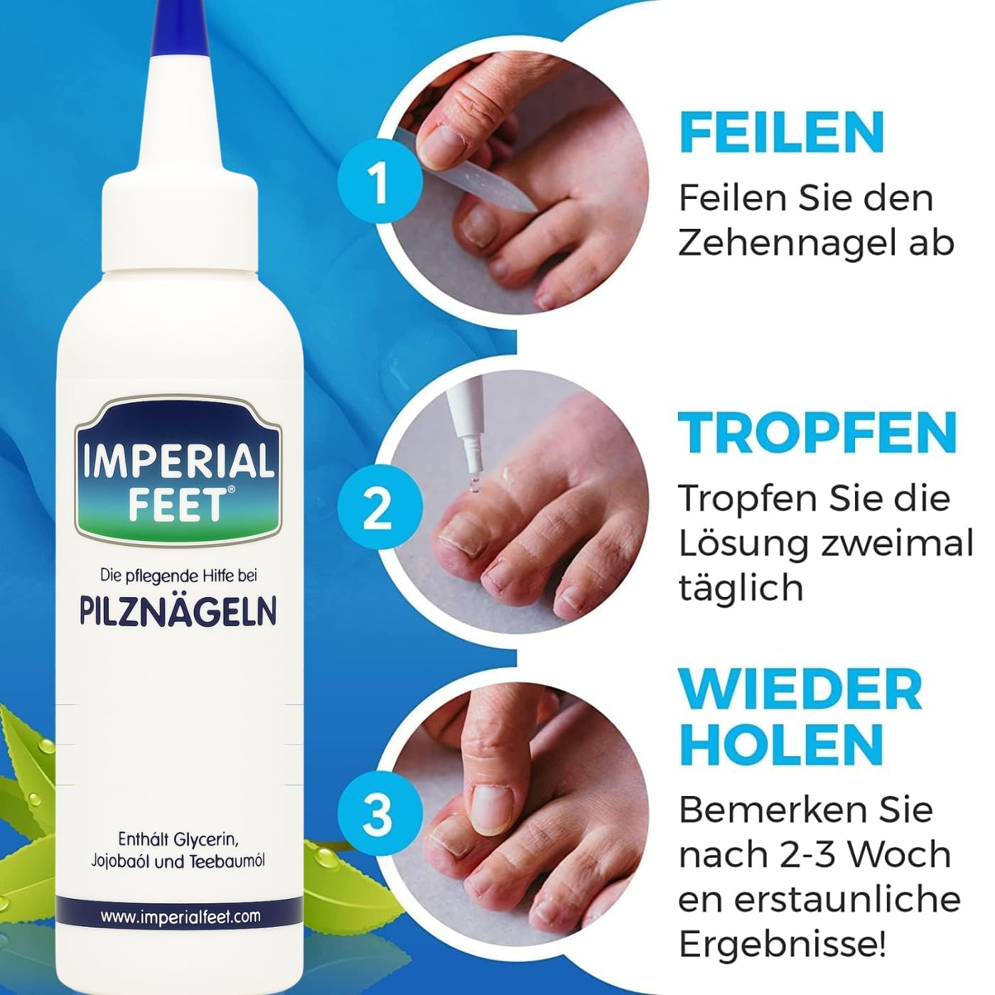 Imperial Feet Nagel Erneuerungsbehandlung - Schnelle Linderung bei beschädigten, gelben brüchigen Fußnägeln - Fortschrittliche Formel für verfärbte Nägel-Nagelreparatur – Feuchtigkeitsspendende