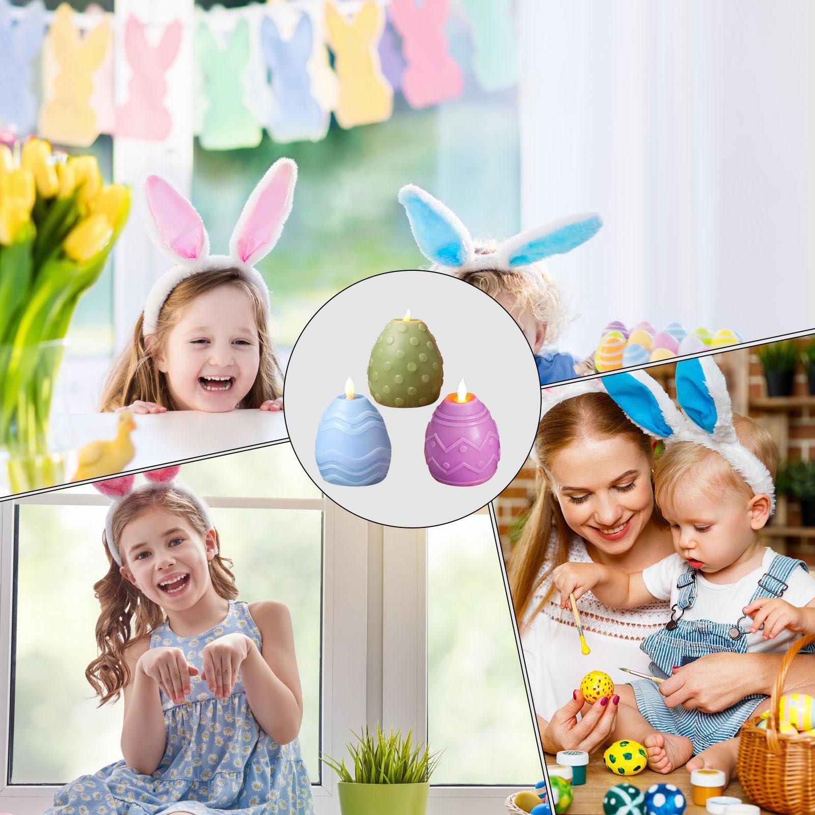 a forma di di Pasqua, 3 pezzi, senza fiamma, profumate, in