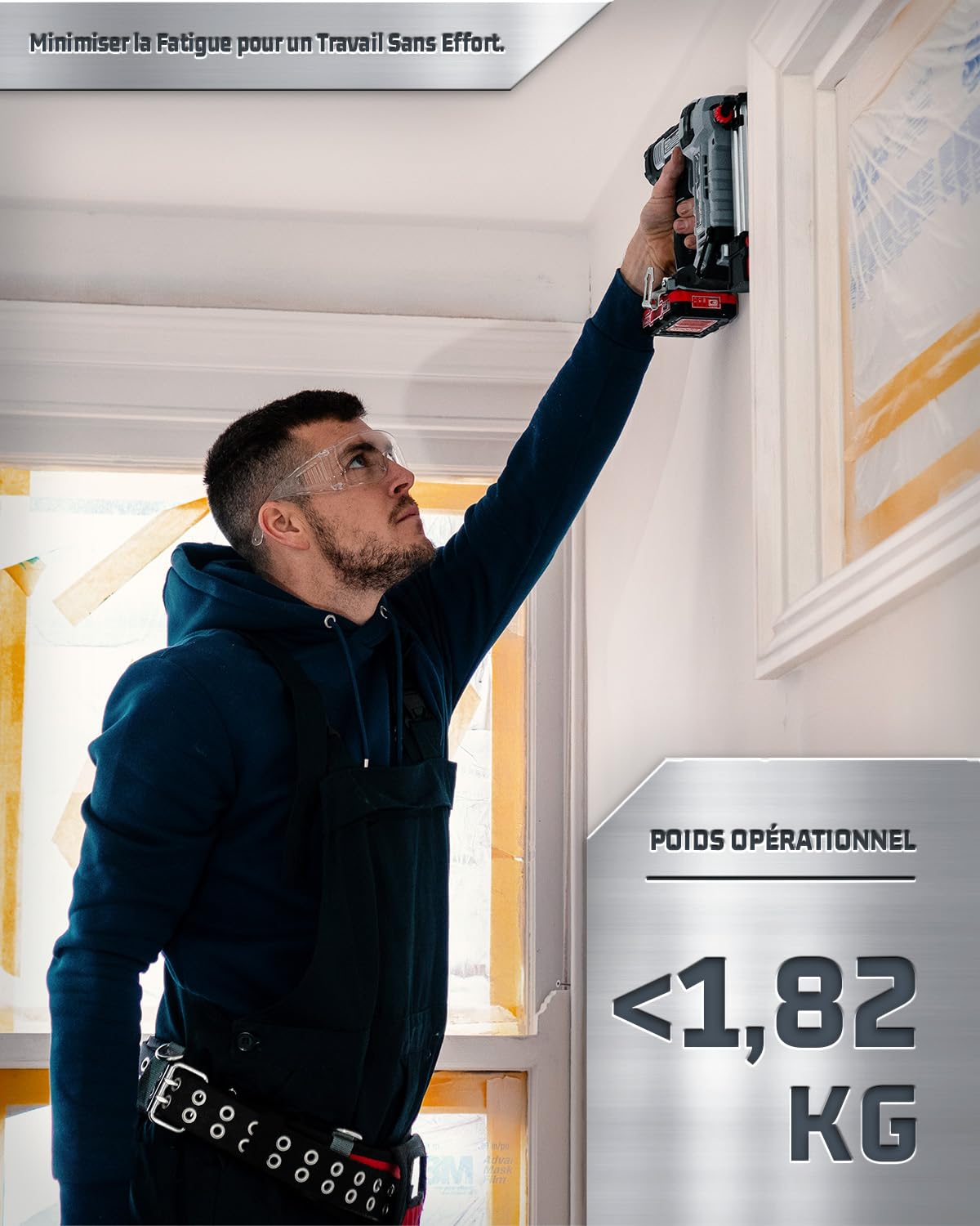 Pistolet à Clous Électrique, Cloueur Sans Fil LINKNAL Alimenté par Batterie, 18 Gauge, 2 Batteries Li-ion 20V MAX, Chargeur et 1000 Clous Inclus (L820-BN)