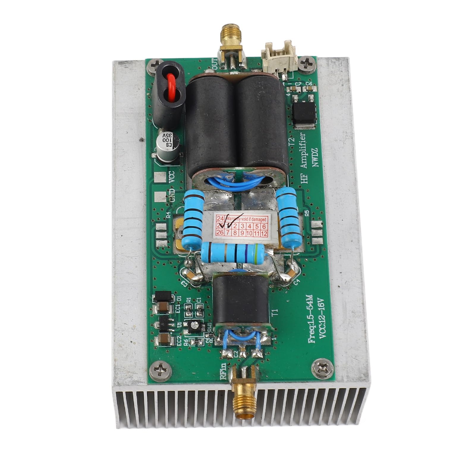 YWBL-WH Kurzwellen-Leistungsverstärker, 30 W HF-Linearverstärker mit Kühlkörper für Amateurfunk, SMA-Buchse, DC 12–16 V, 1,5–54 MHz