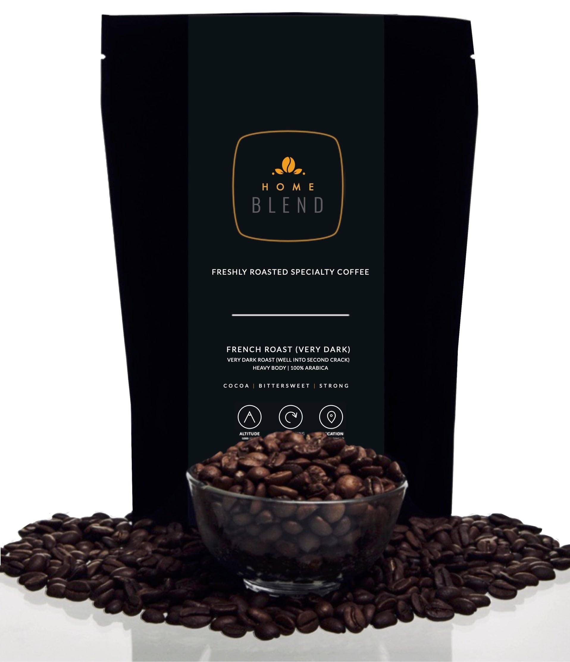 Home Blend Coffee Roasters - French Roast (Very Dark) - Whole Beans or Preferred Grind Size - Pack of 250g (Turkish)