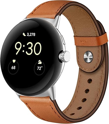 Apawband Correa de cuero compatible con Google Pixel Watch, correa de repuesto, transpirable, para Google Pixel Watch, accesorios para reloj