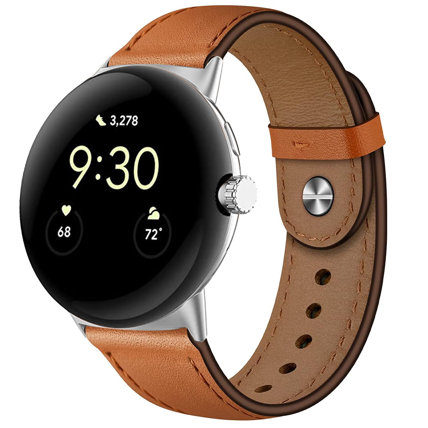 Leather Band Compatible for Google Pixel Watch Band Replacement Strap Breathable Bracelet Band for Google Pixel Watch Smartwatch Accessories