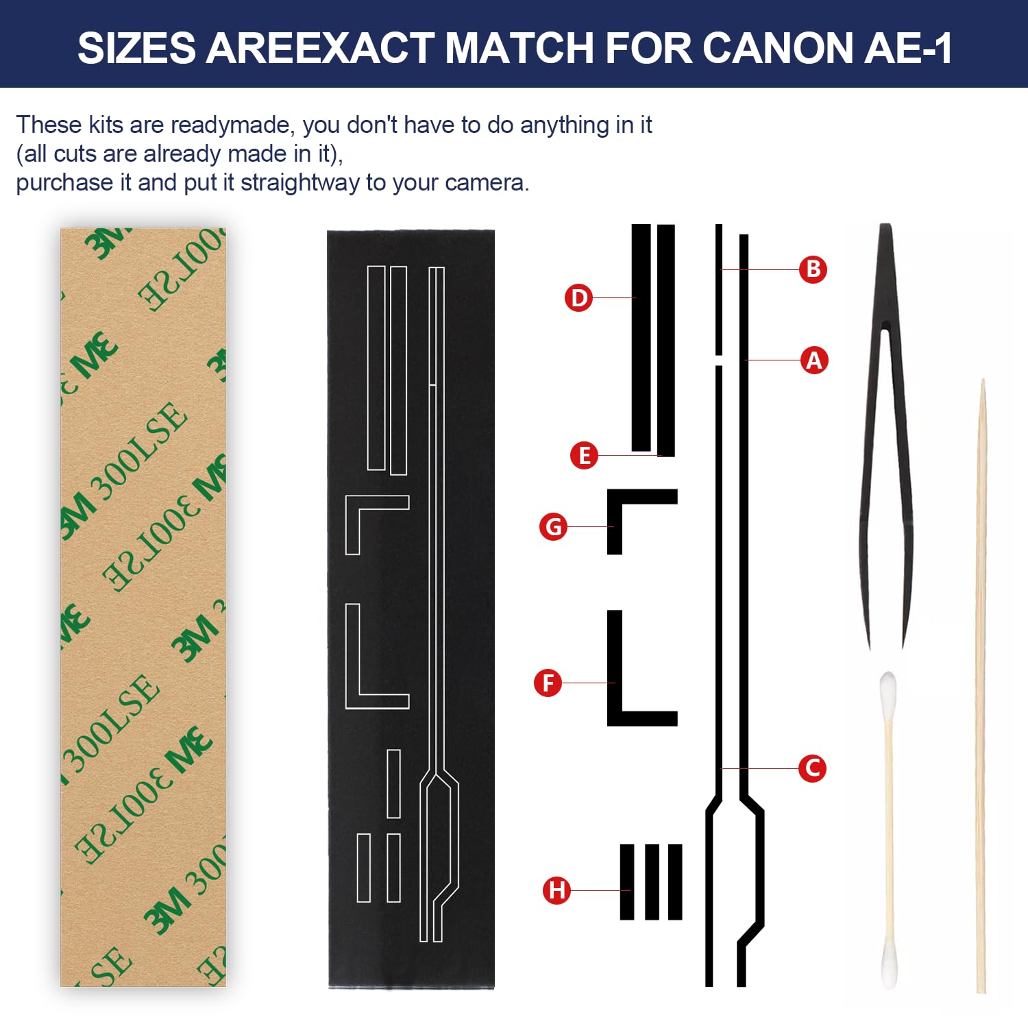ETone – éponge en mousse auto-adhésive résistante à la lumière, Kits de réparation personnalisés pour appareil photo Canon AE-1, accessoires de photographie  44