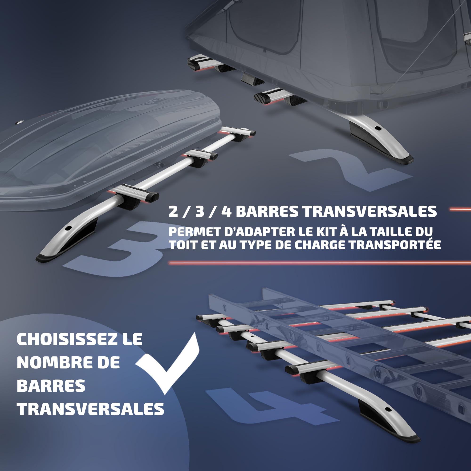 CHROMEMASTER | Kit Rails de Toit et Barres de Toit Compatible avec VW Multivan T6.1 L2 Long 2019-2022 | Système de Porte-Bagages de Toit pour Voiture | Montez Un Panier de Toit ou Un Coffre de Toit