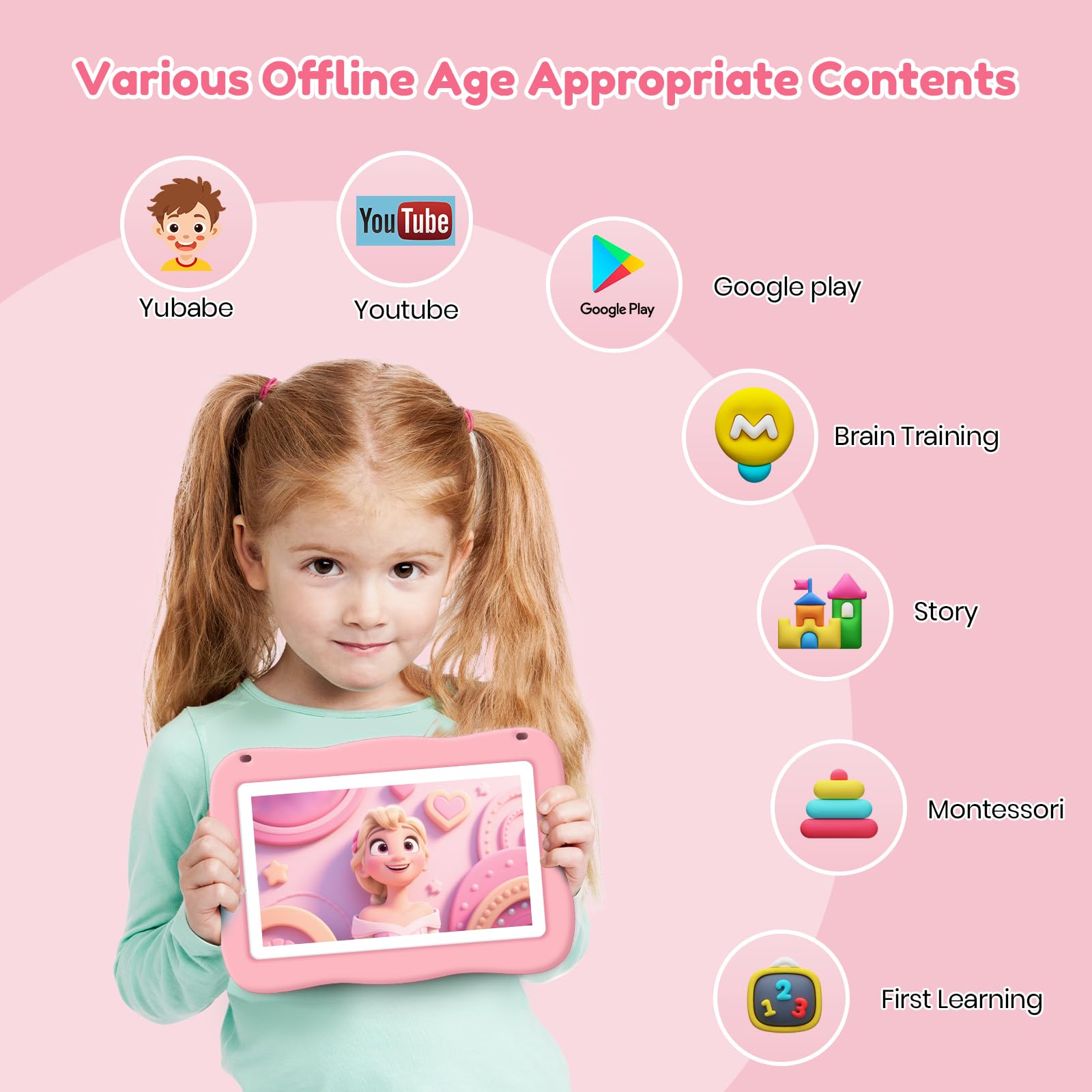 Kinder-Tablet 17,8 cm mit stoßfester Hülle und Lern-Apps - Dettaglio