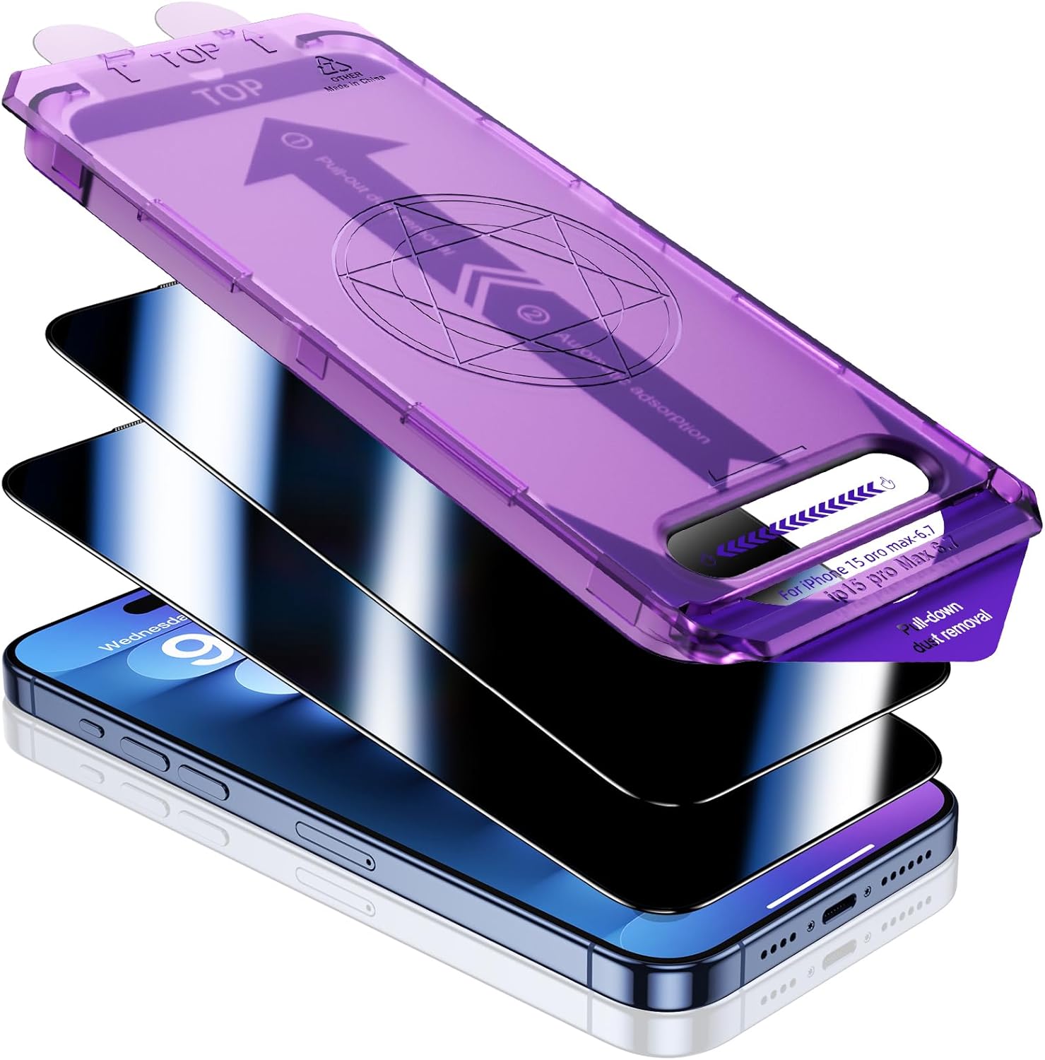 UniqueMe für iPhone 15 Pro Max für Panzerglas Sichtschutz