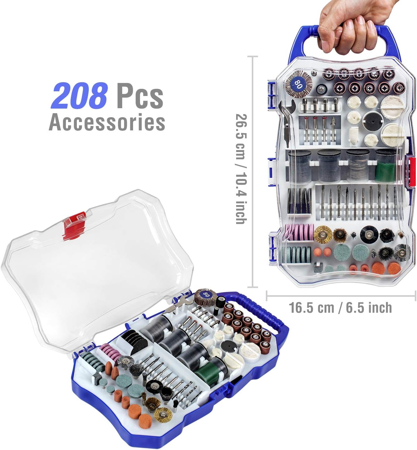 Dimensions of the WORKPRO Rotary Tool Accessory Set storage case