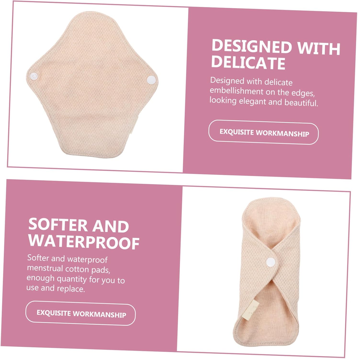 Reusable Cotton Menstrual Pads 180mm 4pcs Washable Sanitary Napkins Soft Breathable Women’s Menstrual Pads for Daily Use and Nursing Care