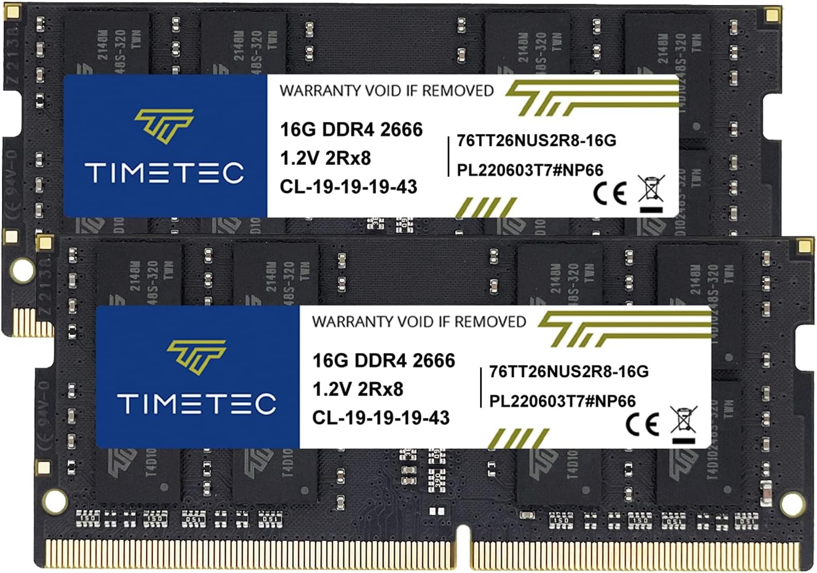 Timetec 32GB KIT (2x16GB) DDR4 2666MHz (PC4-2666V) PC4-21300 SODIMM Laptop RAM – 260-Pin 1.2V CL19 Non-ECC Unbuffered Memory Module for Laptop, Notebook, Mini PC, All-in-One