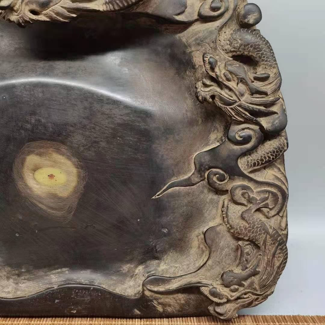 【骨董品】中国古硯　波と龍の彫刻 硯箱 骨董品】中国古硯 波と龍の彫刻 硯箱 骨董品】中国古硯