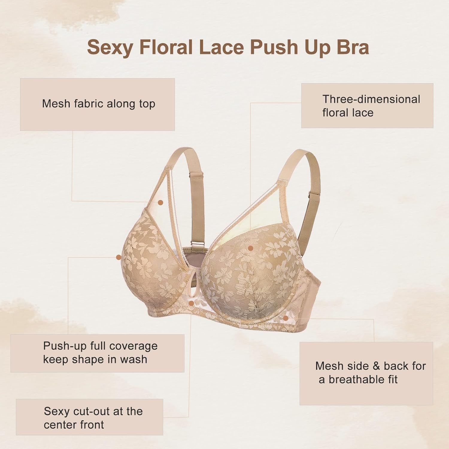 FallSweet Lace Push Up Bras for Women Underwire Padded Add one Cup Bra in Lace Sexy Brassiere - Image 6