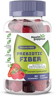 Fiber Prebiotic Gummies Sugar Free, Keto Friendly | Gut Cleansing, Digestive Health Regularity Support, Constipation Relief | Vegan Dietary Supplements, for Adults & Teens | Natural Berry Flavor