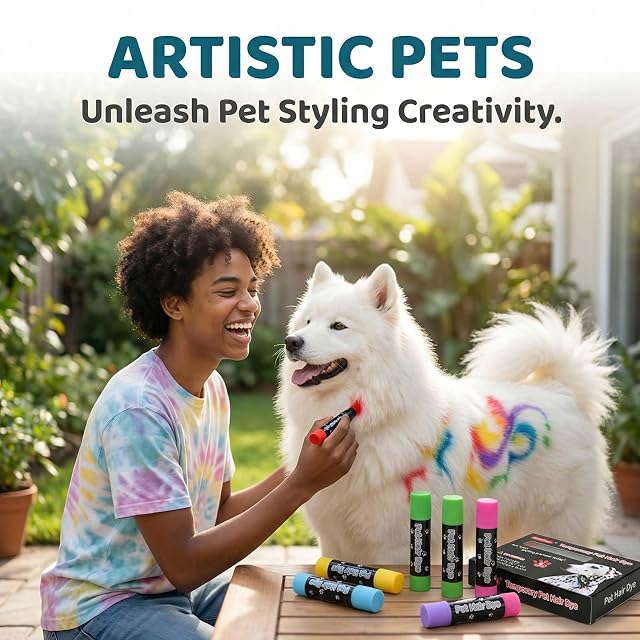 Foto 4 de 8 de FooYee 6 Colores Tinte para Pelo de Perro, Temporal para el Pelo de Perro