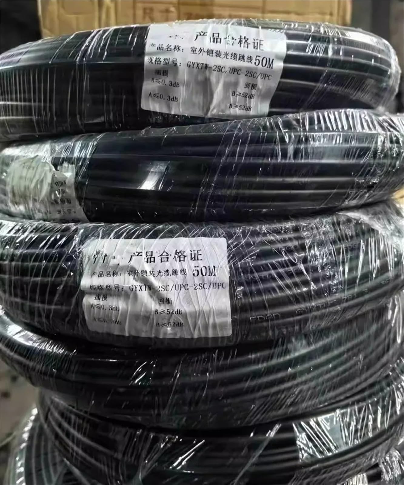 Câble optique blindé SC UPC d'extérieur, monomode 2C, 4 cœurs, 6C, 8 cœurs, 12 cœurs, extérieur dur non doux, câble à fibre optique 200 m (6 conducteurs 6SC-4SC)