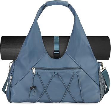 Forestfish Gym Bag For Women With Yoga Mat Holder, Blue