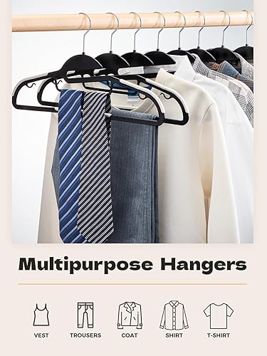 Miniatura 2 de HOUSE DAY Paquete de 50 perchas de plástico resistentes que ahorran espacio, perchas antideslizantes con almohadillas de goma, perchas duraderas