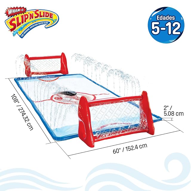 Foto 2 de 7 de Wham-O Slip N Slide Set de Hockey de Agua para Rodillas para Jardín, Incluye 2 Porterías Inflables, 2 Palos