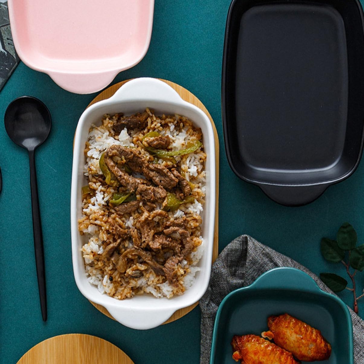 1set Double Handle Storage Tray Versatile Microwave Baking Dish Oven Safe for Roasting Desserts Fruits Meat Vegetables Kitchen Bakeware for Family Meals