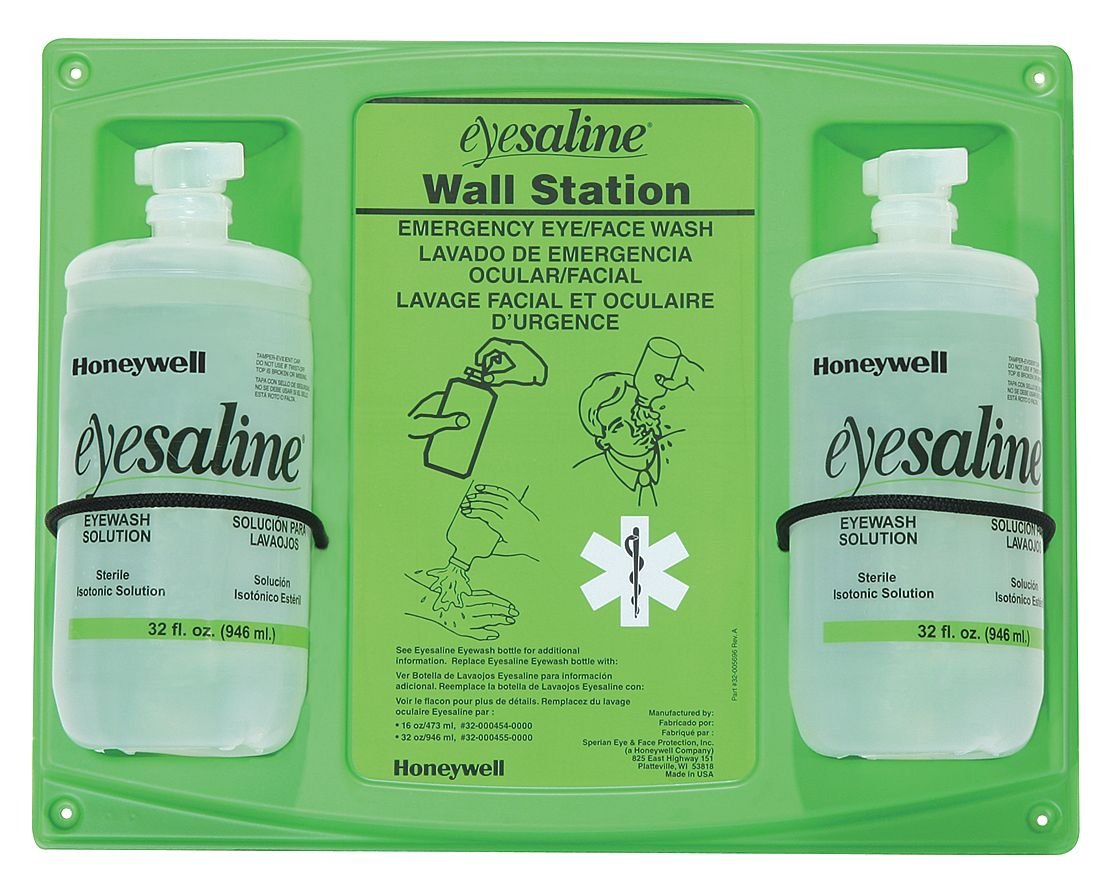 Honeywell Fend-All 32 oz Sterile Eyewash Wall Station - Double Bottle HON32-000462-0000 for Workplace Safety