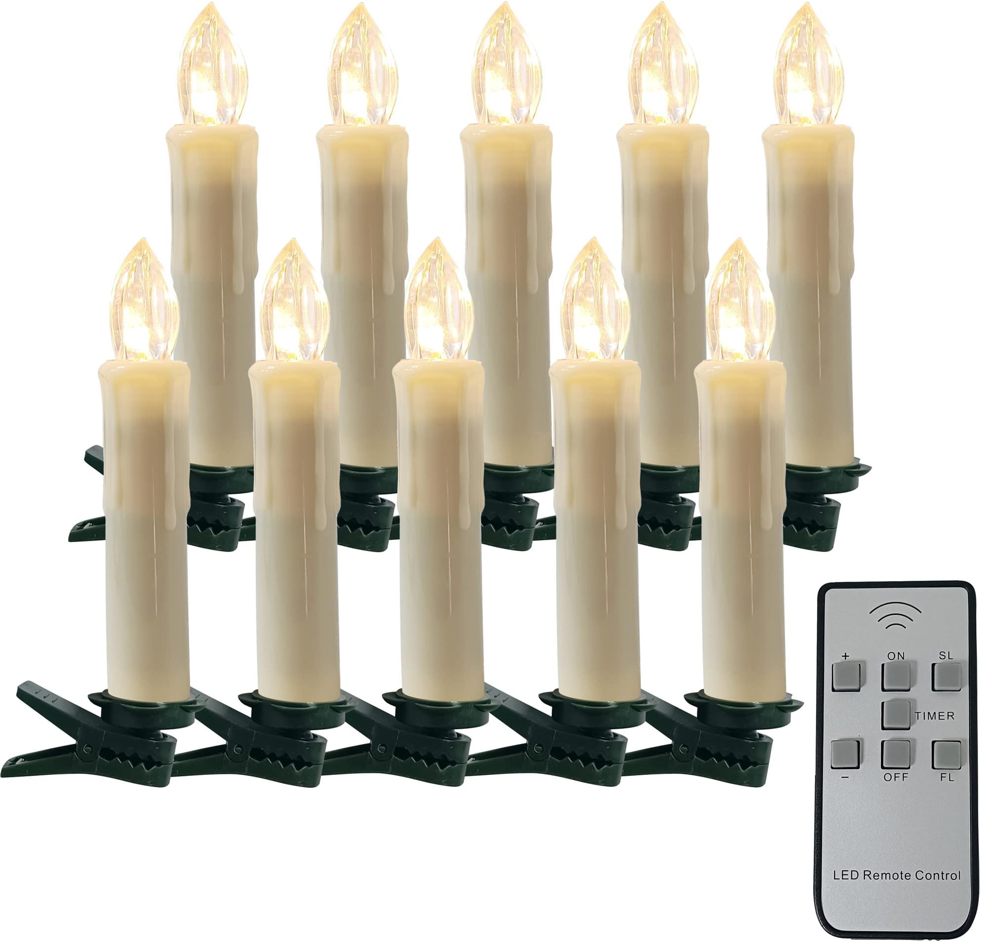 Short Candlesticks LED Taper Candles, 4inches Battery Chandelier Remote LED Candle Sticks Flameless Candlesticks Timer Tapered Candles with Clip for Hotels Bars Churches Harry Potter Party