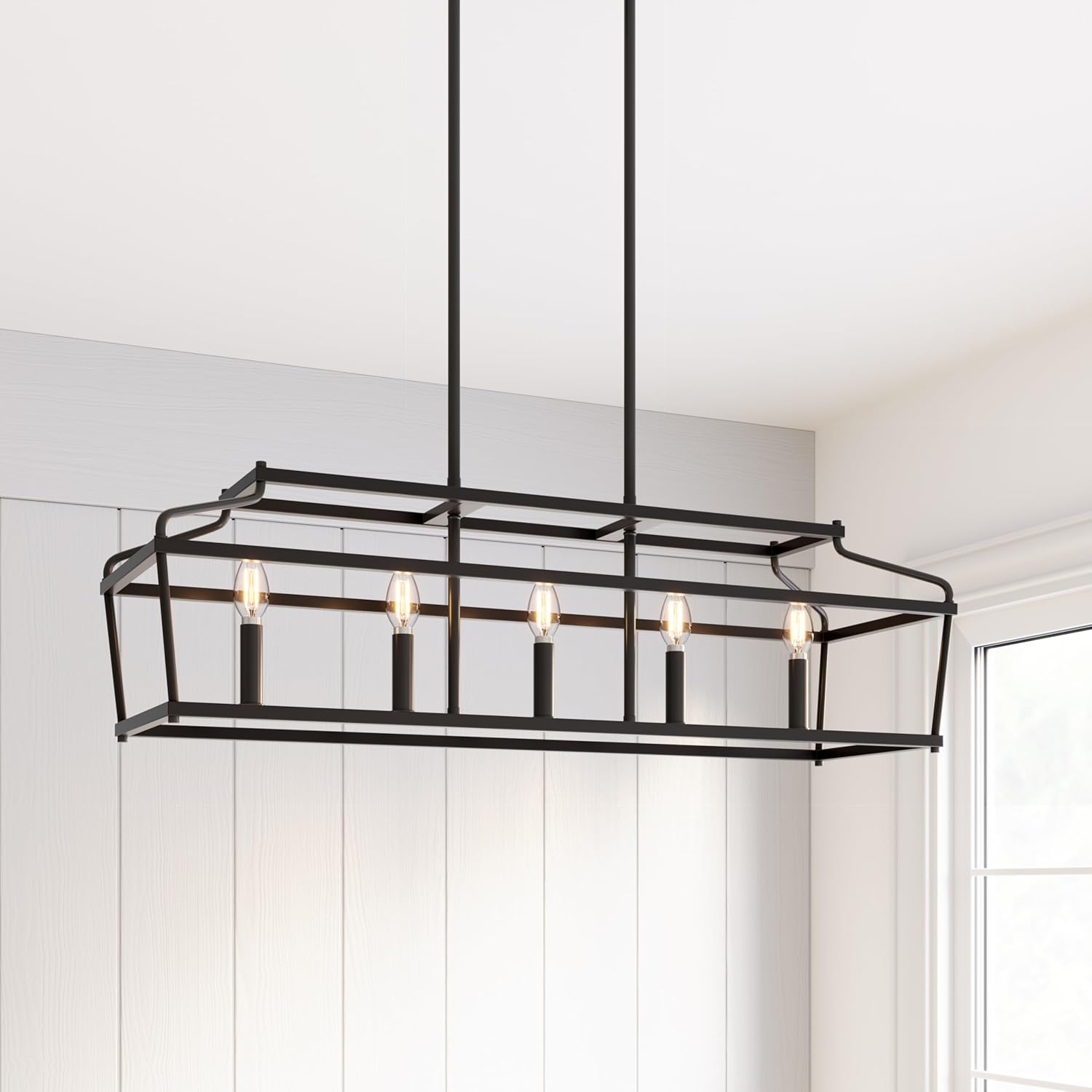 ML Lighting 19105-MB Nellita 34" Wide 5-Light Island - Matte Black