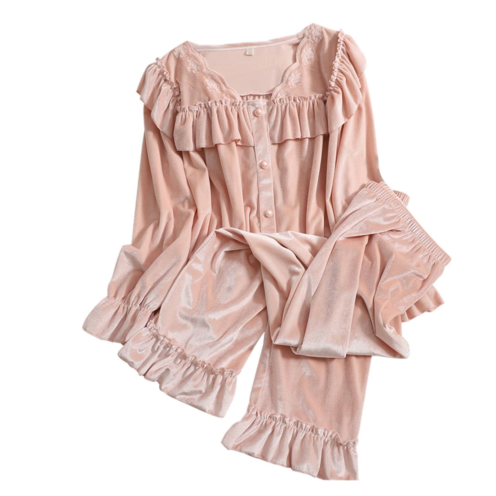 Pigiama Donne Due Pigiama Pigiama Autunno Inverno Nuovo Sweet Fairy Firny Velvet Bresed Breasted Breaded Top Allentato Top Harem Pants