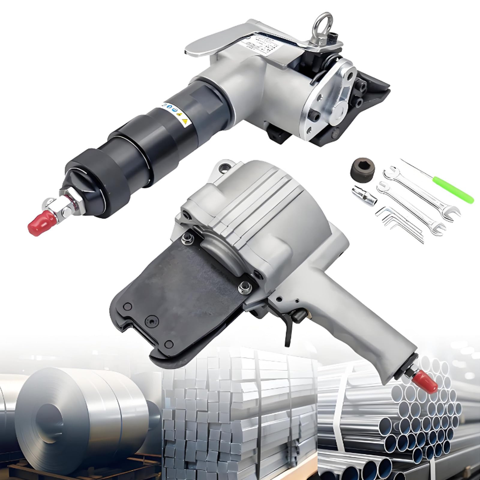 YXZYFPP New Pneumatic Steel Strapping Machine - Metal Strapping Tensioner And Cutters Sealer,Pneumatic Strapping Tool Set For 19mm/25mm/32mm Width Metal Belt 25mm (size_name 32mm)