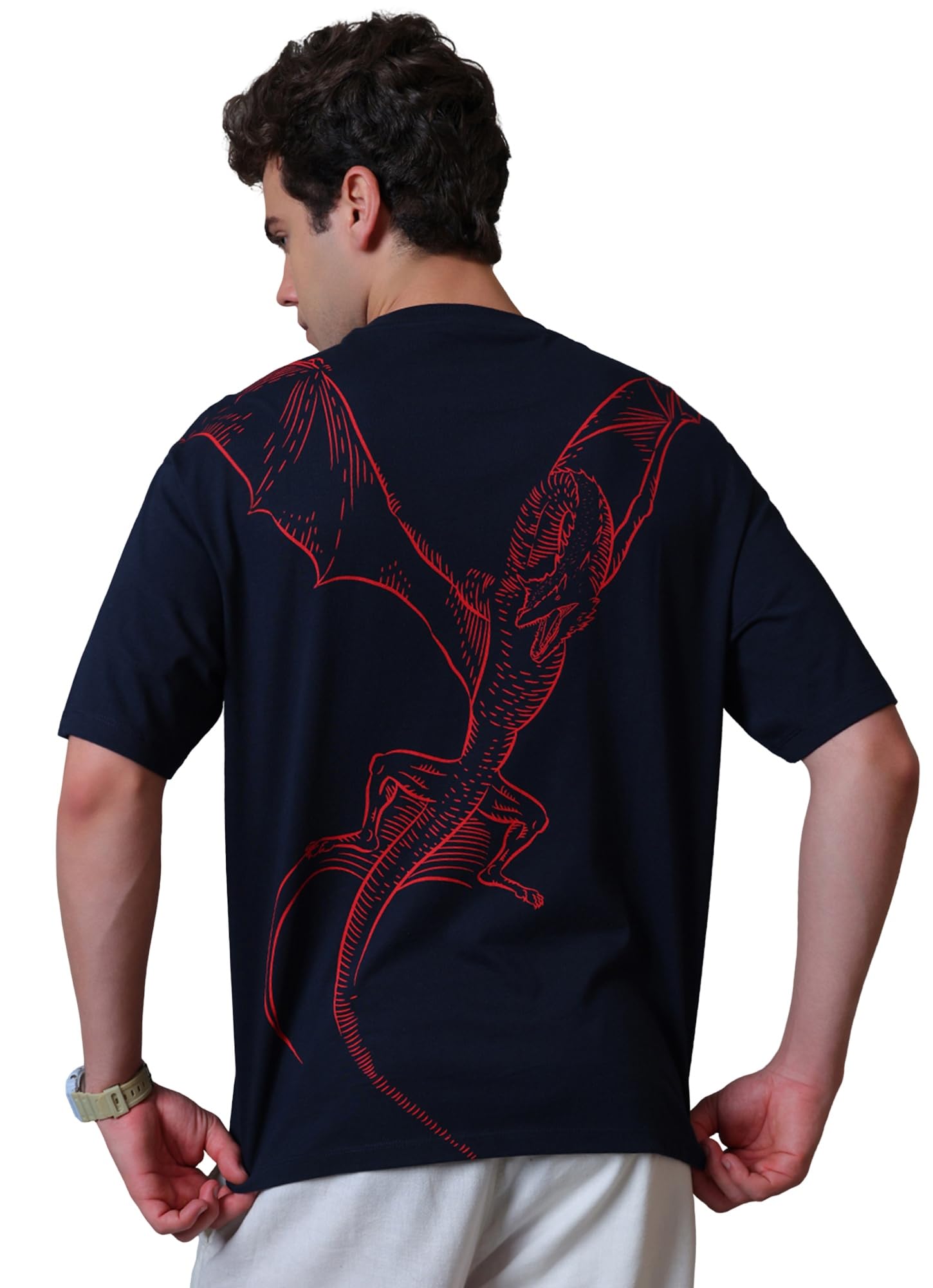 free authority Official House of the Dragon Caraxes Graphic Printed Men’s Oversized Fit T-Shirt | Pure Cotton Casual Round Neck Half Sleeves Tee-picture-45