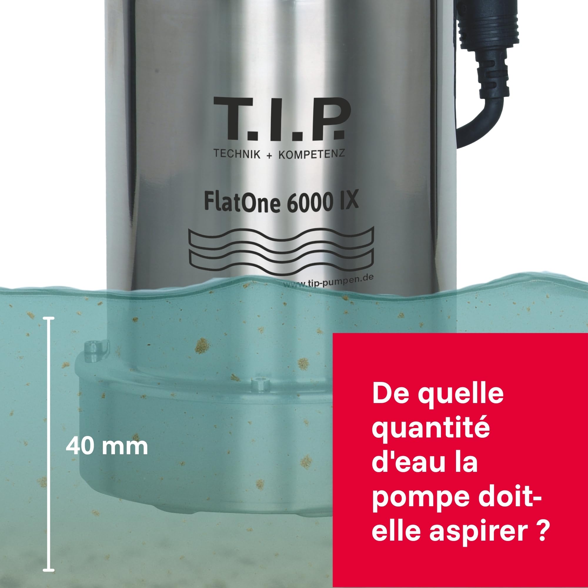 T.I.P. Pompe de Piscine 6000 INOX, Débit 6000 l/h, Pompe Submersible 6m | Moteur puissant en acier inoxydable avec valve anti-retour, pompe de drainage et irrigation idéale pour citernes
